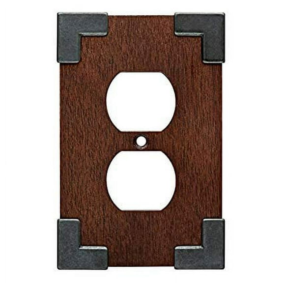 Brainerd Rowland 1-Gang Charcoal Ebony & Soft Iron Standard Single Receptacle Composite Wood Wall Plate