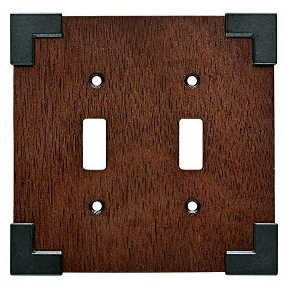 Brainerd Rowland 2-Gang Charcoal Ebony & Soft Iron Standard Toggle Composite Wood Wall Plate