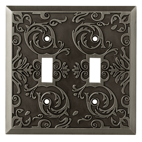 Brainerd W27109-904 Fairhope Heirloom Silver Double Switch Cover Plate