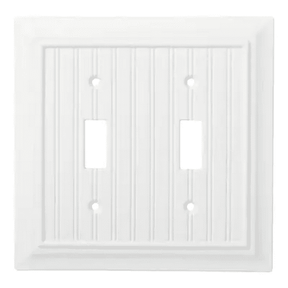 Brainerd W37233-PW Pure White Beadboard Double Switch Wall Cover Plate