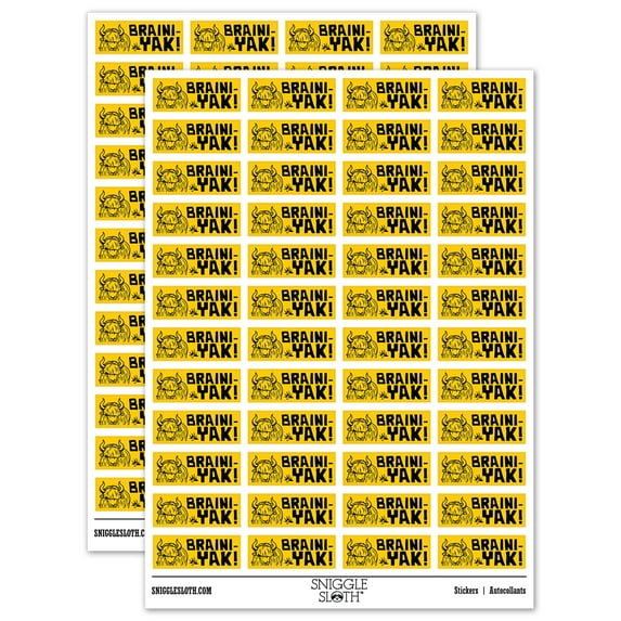Braini-yak Brainiac Teacher Student School Sticker Set - Yellow - Matte Finish - 1.25" Mini