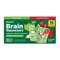 Brainiac Brain Squeezers Applesauce with Omega-3s, 'Mega Apple and Strawberry, No Sugar Added, 3.2 oz, 16 Ct