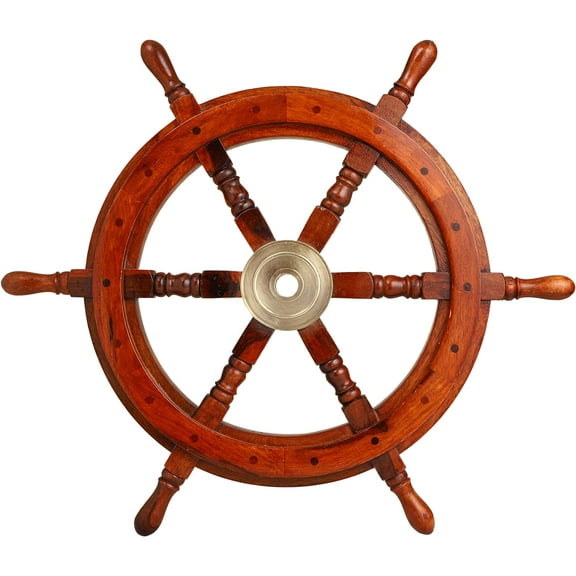 Brainmart Premium Nautical Handcrafted Ship Wheel – Natural Wood Ship Wheel | Home & Gifts | Wall Decor Hangings | (18 Inches Natural Wood Ship Wheel)