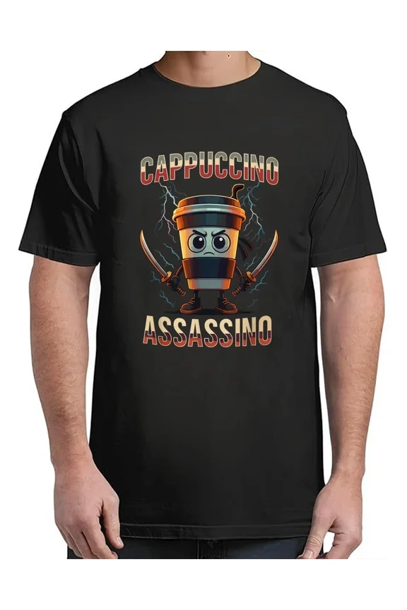 Brainrot Cappuccino Assassino Funny Meme T-Shirt Vibe for Adults S-4XL