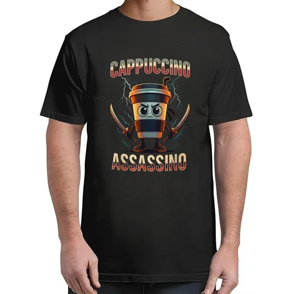 Brainrot Cappuccino Assassino Funny Meme T-Shirt Vibe for Adults S-4XL