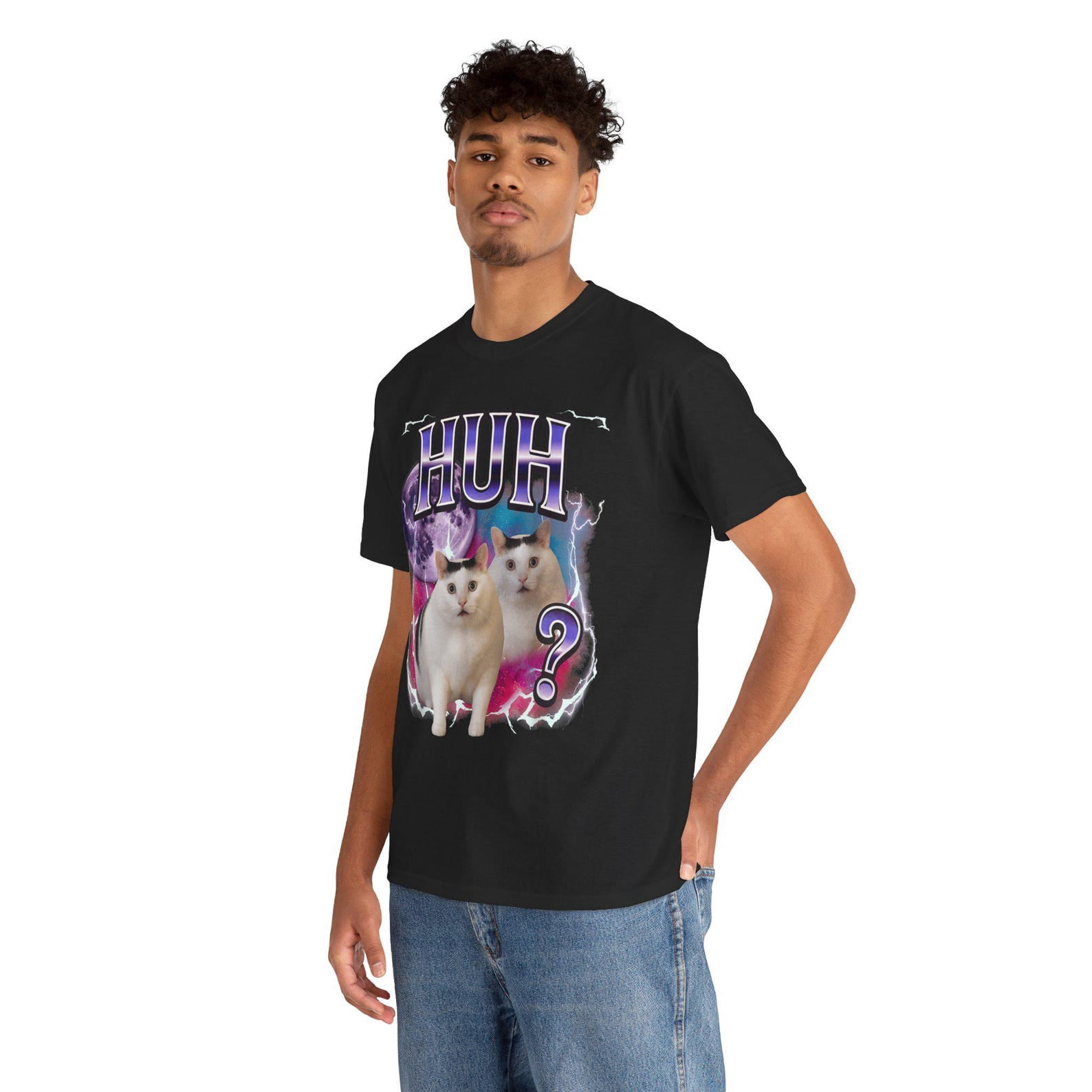 Brainrot Cat HUH T-Shirt Funny Cat Meme Graphic Tee, Silly Cat Humor ...