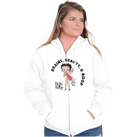 Brains Beauty & Betty Boop Cartoon Women Plus Size Zipper Hoodie Brisco Brands 5X