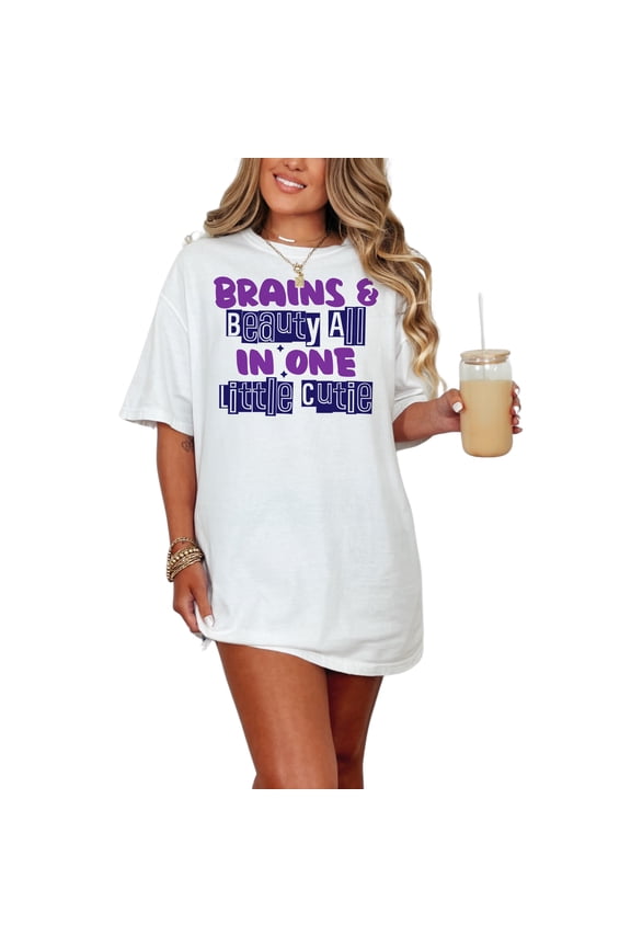 Brains and Beauty All In One, Pretty and Smart Woman, White Comfort Colors T-Shirt, Small