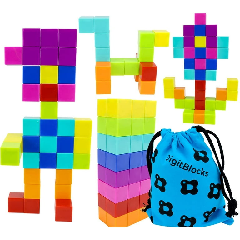 Brainspark DigitBlocks 48 Pcs Magnetic Building Blocks Sensory