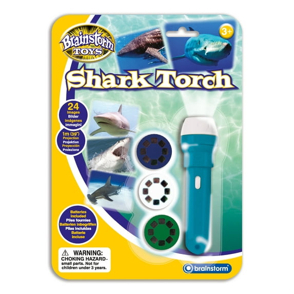 Brainstorm Toy Shark Flashlight and Projector w/ 24 Shark Images - STEM Toy