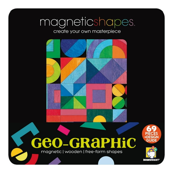 Brainwright 69-Piece Magnetic Shapes Geo-Graphic Puzzle