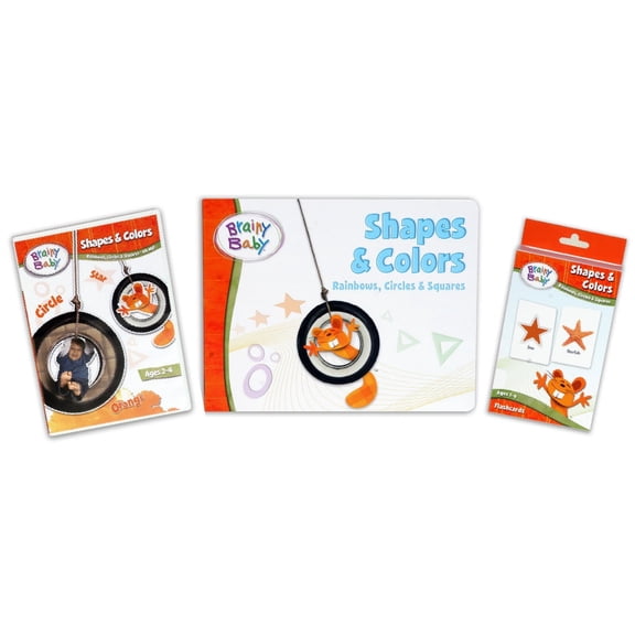 Brainy Baby Teach Your Child Shapes and Colors Learning Library: Rainbows, Circles and Squares Flashcards, Board Book and DVD Deluxe Edition