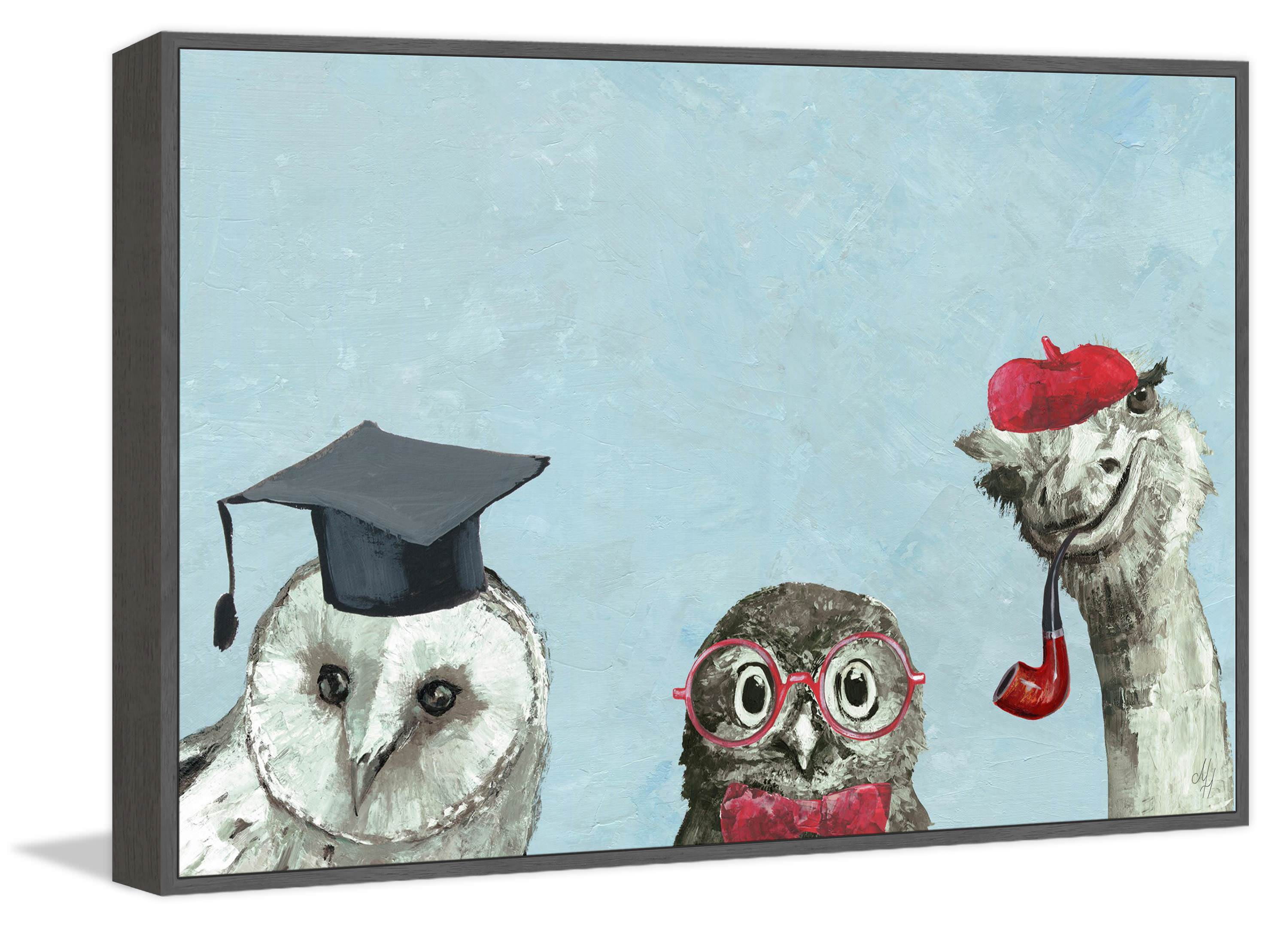 Brainy Birds Floater Framed Painting Print on Canvas