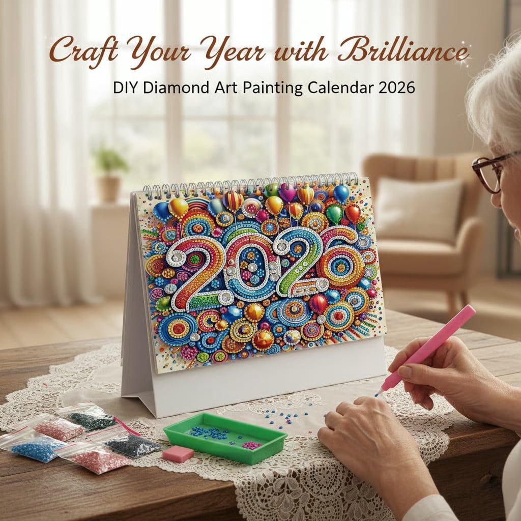 Brainybites 2026 Diamond Painting Calendar, Diamond Art Kits for Adults, Ideal Desktop Ornaments & Thoughtful Female Gifts