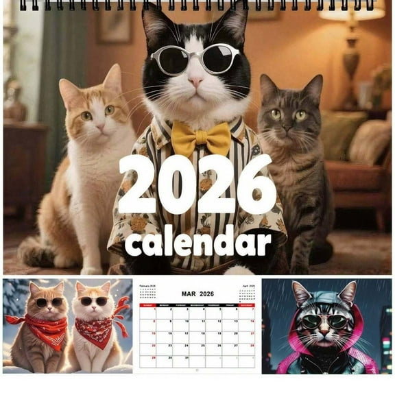 Brainybites Cat Calendar 2026 Mini Calendar with Monthly Grids for Appointments and Scheduling - Small Wall Calendar 2026 with Premium Gloss Paper for Home and Office Organization