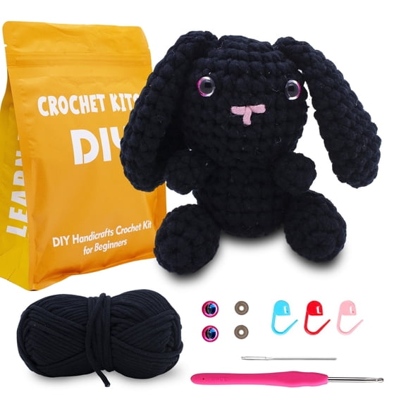 Brainybites Crochet Kit for Beginners, Beginner Crochet Kit for Adults with Step-by-Step Video Tutorials, DIY Crochet Bunny Kits Knitting Supplies, Easter Decor Gifts