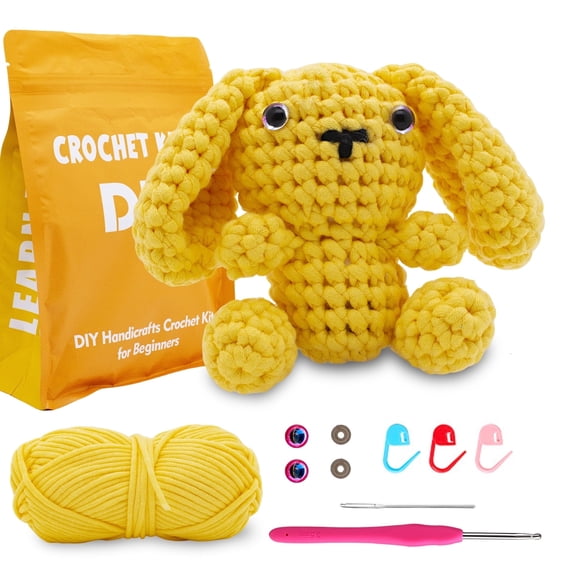 Brainybites Crochet Kit for Beginners, Beginner Crochet Kit for Adults with Step-by-Step Video Tutorials, DIY Crochet Bunny Kits Knitting Supplies, Easter Decor Gifts