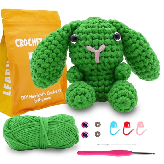 Brainybites Crochet Kit for Beginners, Beginner Crochet Kit for Adults with Step-by-Step Video Tutorials, DIY Crochet Bunny Kits Knitting Supplies, Easter Decor Gifts