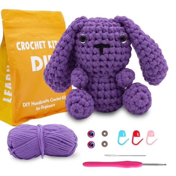 Brainybites Crochet Kit for Beginners, Beginner Crochet Kit for Adults with Step-by-Step Video Tutorials, DIY Crochet Bunny Kits Knitting Supplies, Mother Day Gifts