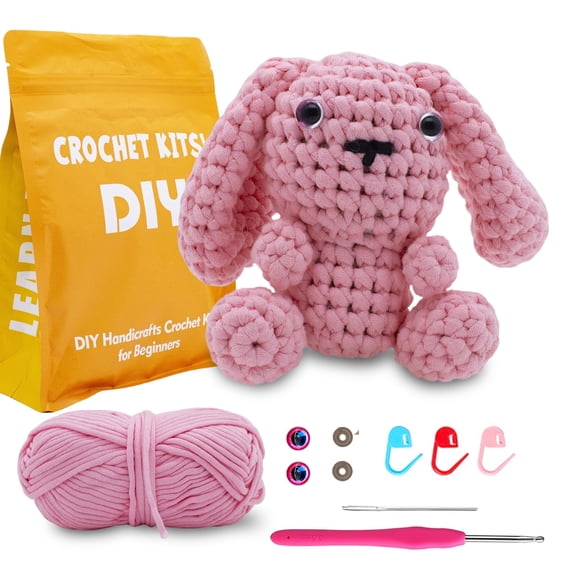 Brainybites Crochet Kit for Beginners, Beginner Crochet Kit for Adults with Step-by-Step Video Tutorials, DIY Crochet Bunny Kits Knitting Supplies, Mother Day Gifts