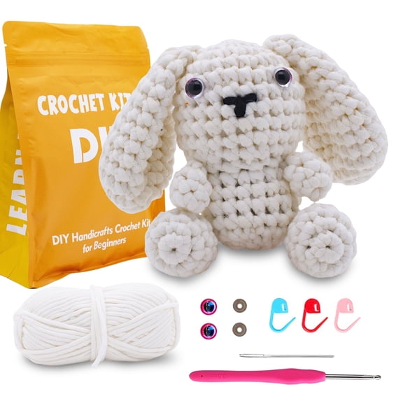 Brainybites Crochet Kit for Beginners, Beginner Crochet Kit for Adults with Step-by-Step Video Tutorials, DIY Crochet Bunny Kits Knitting Supplies, Easter Decor Gifts