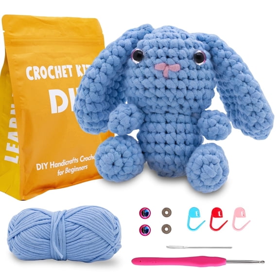 Brainybites Crochet Kit for Beginners, Beginner Crochet Kit for Adults with Step-by-Step Video Tutorials, DIY Crochet Bunny Kits Knitting Supplies, Mother Day Gifts