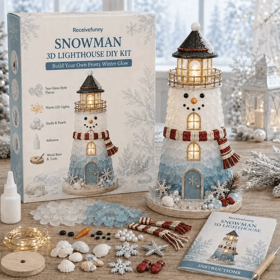 Brainybites DIY Lighted Winter Snowman Lighthouse Kit – Beginner Winter Craft