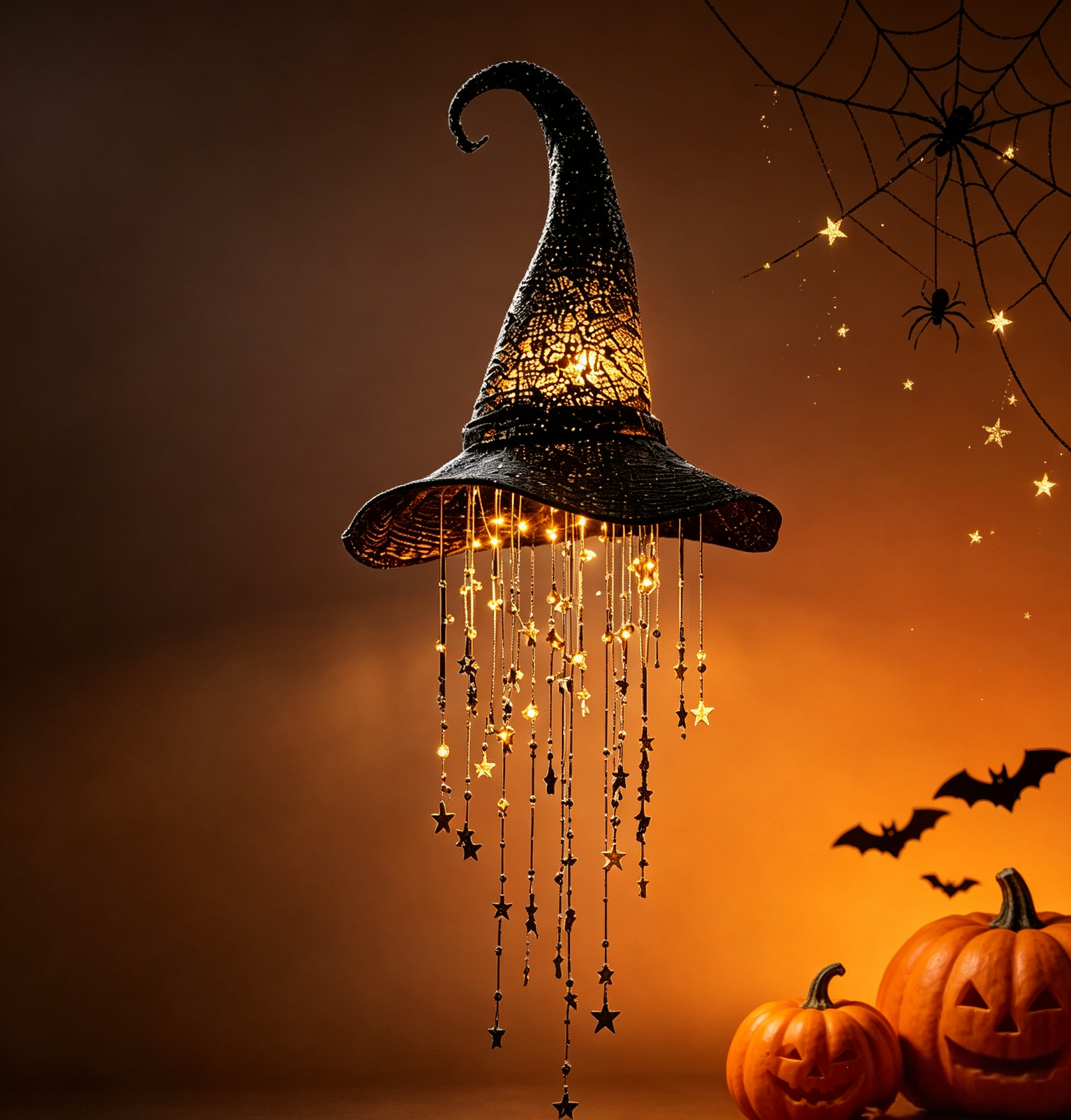 Brainybites Lighted Witch Hat Hanging Chime Halloween Decor Outdoor Porch LED