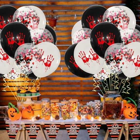 Brainybuger Decorations Party Balloons 15pcs Black White Orange Confetti Latex Balloon Halloween Balloon for Wedding Birthday Graduation Party Event Decoration