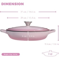 Braiser Enameled Cast Iron 3 Qt Braiser Pan with Lid Pink Shallow Cast Iron Casserole with Handles