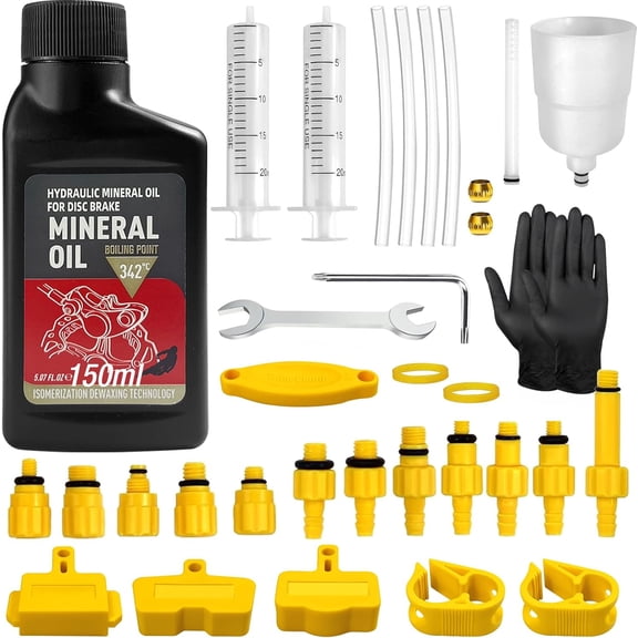 Brake Bleed Kit,Bicycle Hydraulic Brake Bleed Kit Including 150ML Mineral Oil for Shimano,TEKTRO, TRP Hydraulic Disc Brakes
