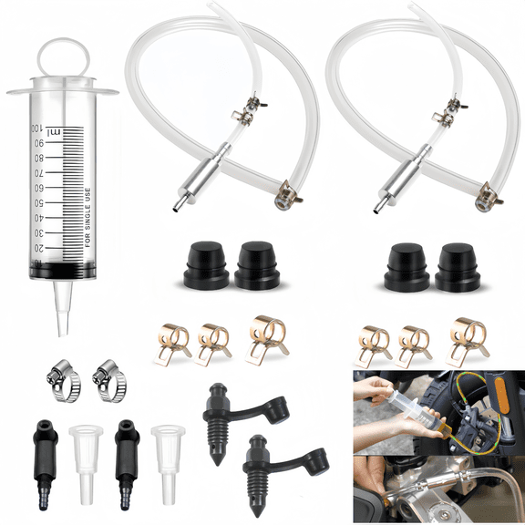 Brake Bleeder Kit with 2 Sets of One-Way Check Valve Brake Bleeder Hoses - for Motorcycle Brake System Repair & Maintenance