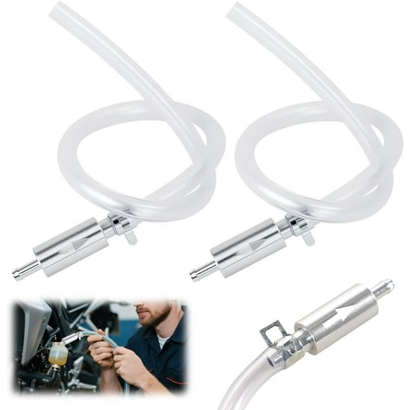 Brake Bleeder Hose,One Way Check Valve Tube Bleeding Tool Kit for Car Motorcyle Clutch, 2025 Upgraded Universal Brake Fluid Bleeder with 2 Screw Caps and 2 Spring Clamps