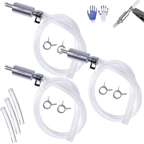 Brake Bleeder Hose One Way Check Valve Tube Bleeding Tool Kit with Gloves for Car Motorcycle Clutch, Universal Brake Fluid Bleeder Kit for Hydraulic Brake System, Soft Tube with Metal Clips(3pcs)