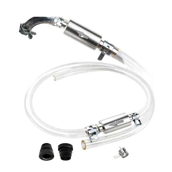 Brake Bleeder Hose Set with Metal Inline Body, Clear Tubing and Adapter Fittings for Hydraulic Brake Fluid Maintenance Work Areas Tasks