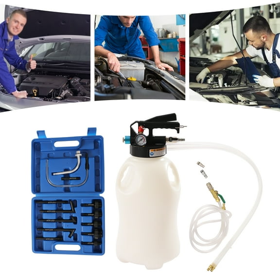 Brake Bleeder Kit & Fluid Extractor with 13pcs ATF Adapters, Quick Connector, Flow Control Valve, for Easy Transmission Oil Change