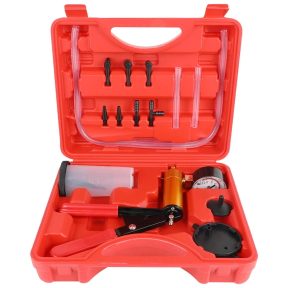Brake Bleeder Kit with Hand Vacuum Pump and Adapters, Brake Bleeding Kit for Brake Fluid Power Steering Fluid More, Vacuum Brake Bleeder Pump with Pressure Gauge