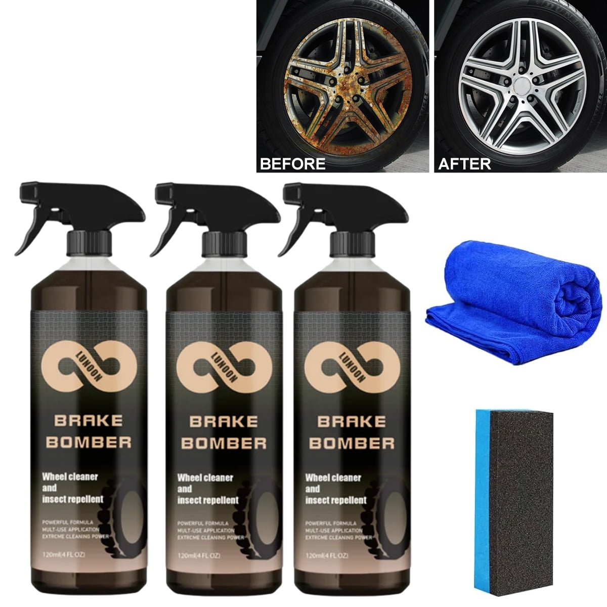Stealth Garage Brake Bomber: 120ML Non-Acid Wheel Cleaner, Perfect for  Cleaning Wheels and Tires, Rim Cleaner & Brake Dust Remover, Safe on Alloy,  Chrome, and Painted Wheels. 