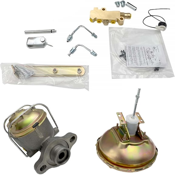 Brake Booster Conversion Kit Compatible with 1964-1972 GM A/F/X Body, 11 In Delco Power Brake Booster with 1-1/8 In Bore Master Cylinder, Disc/Disc