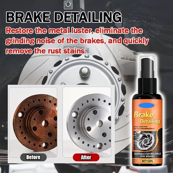 Brake Disc Rust Remover, 55ml Brake Disc Lubricant Rust Removal Kit with Sponge Towel, Anti Squeak Cleaner Spray, Maintenance Tool for Car Auto and Vehicle