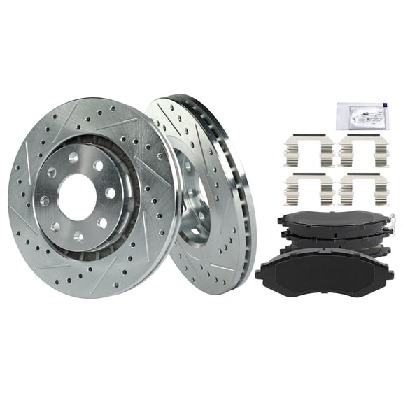 Brake Disc and Pad Kit 2-Wheel Set Compatible: Chevrolet Aveo 2004-2011, Spark 2013-2015, Spark EV 2014-2016, Pontiac G3 2009-2010 Front