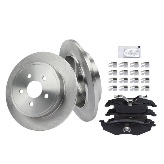 Brake Disc and Pad Kit 2-Wheel Set Compatible: Chrysler PT Cruiser 2003-2007, Dodge Neon 2003-2005 Rear