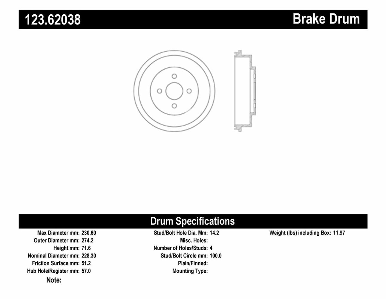 Brake Drum Fits select: 2009-2010 CHEVROLET COBALT, 2009 PONTIAC G5