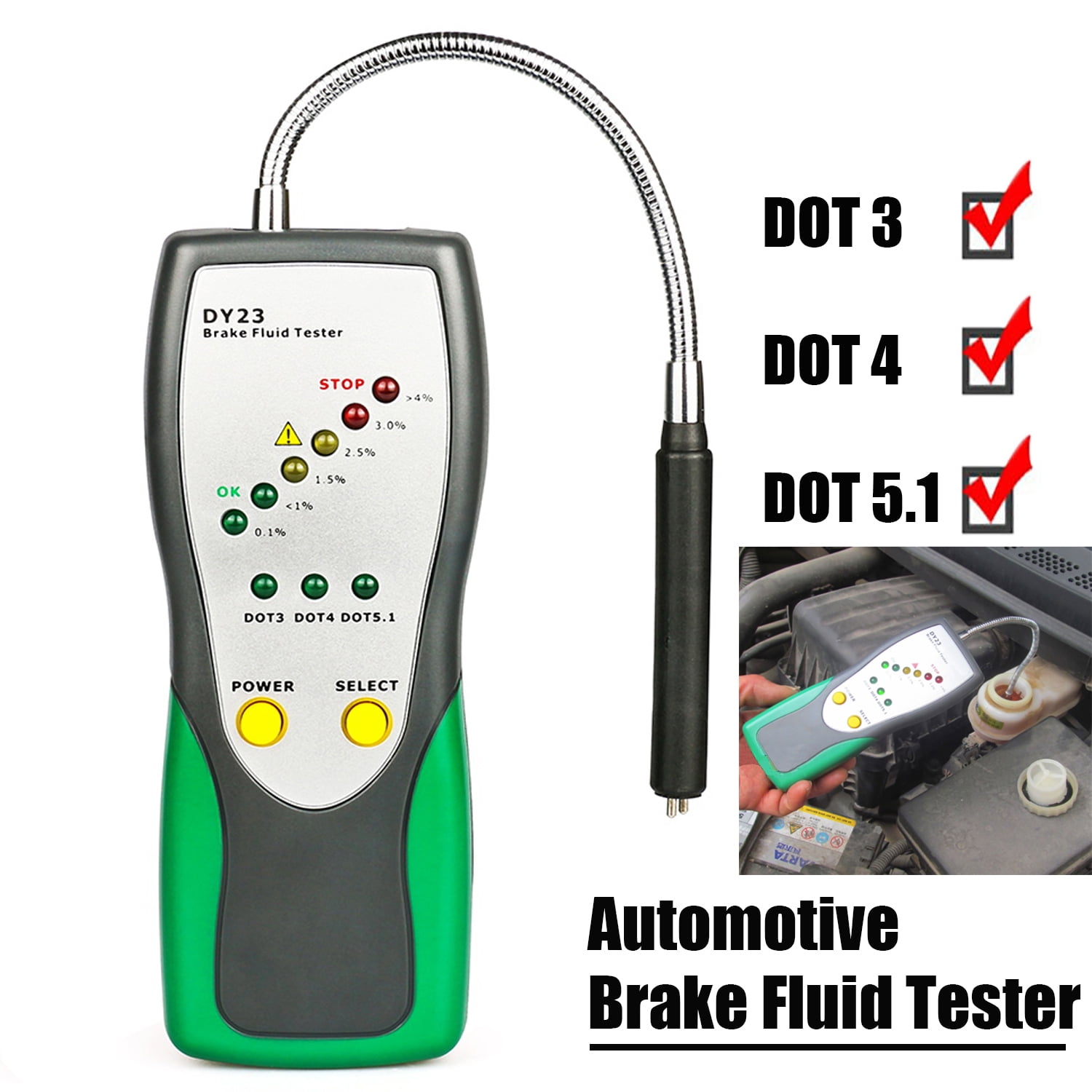 Brake Fluid Tester, Universal DOT3 DOT4 DOT5.1 Brake Fluid Moisture
