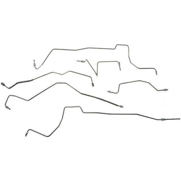Brake Hydraulic Line 8 Piece Kit - with Fittings - 3/8 Inch x 24 Thread - Compatible with 2003 - 2004 Dodge Dakota 4WD (with 2-Wheel ABS)