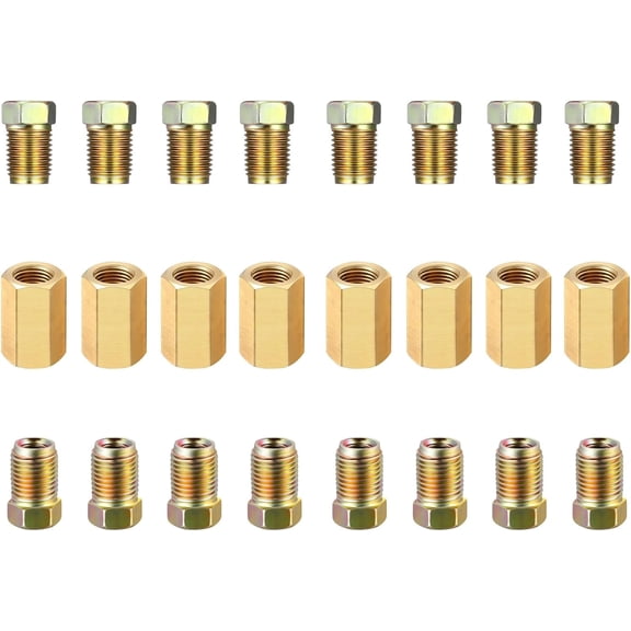 Brake Line Fittings Assortment for 3/16 Inch Tube set of 2(8 Unions, 16 Nuts)