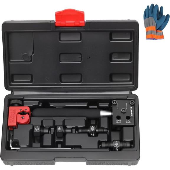 Brake Line Flaring Tool Kit, 3/16" 1/4" SAE Double Flare Tool for Brake Lines, Creates Single Double Bubble Flares for Vehicle Brake & Hydraulic Lines