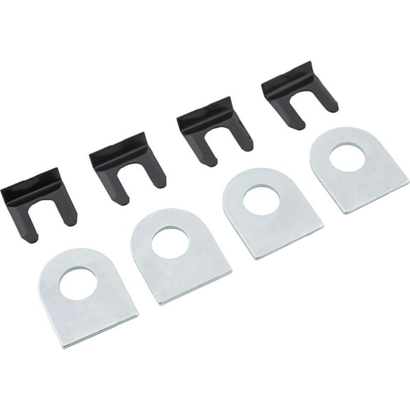 Speedway Motors Brake Line Mount Tabs with Clips, Weld-On Frame Tabs for Hose End Support, Steel Construction, Universal Fit, .11 Inch Thick, Pack of 4