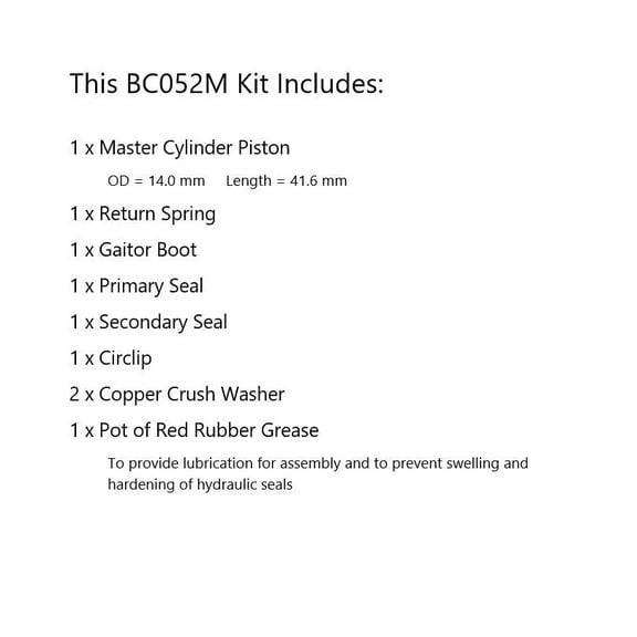 Brake Master Cylinder Rebuild kit for select Suzuki models Front