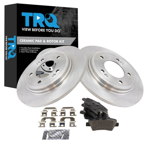 TRQ Rear Brake Pad & Rotor Kit Ceramic Fits 2019-2021 Hyundai Veloster 2020-2022 Kia Forte